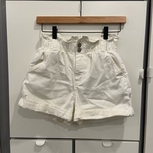 Oak and Fort - Paperbag Denim Shorts - White - Size XS